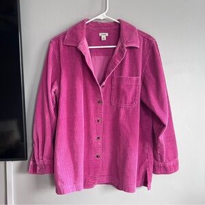 L.L. Bean Corduroy Button Down Shirt Pink M Cotton